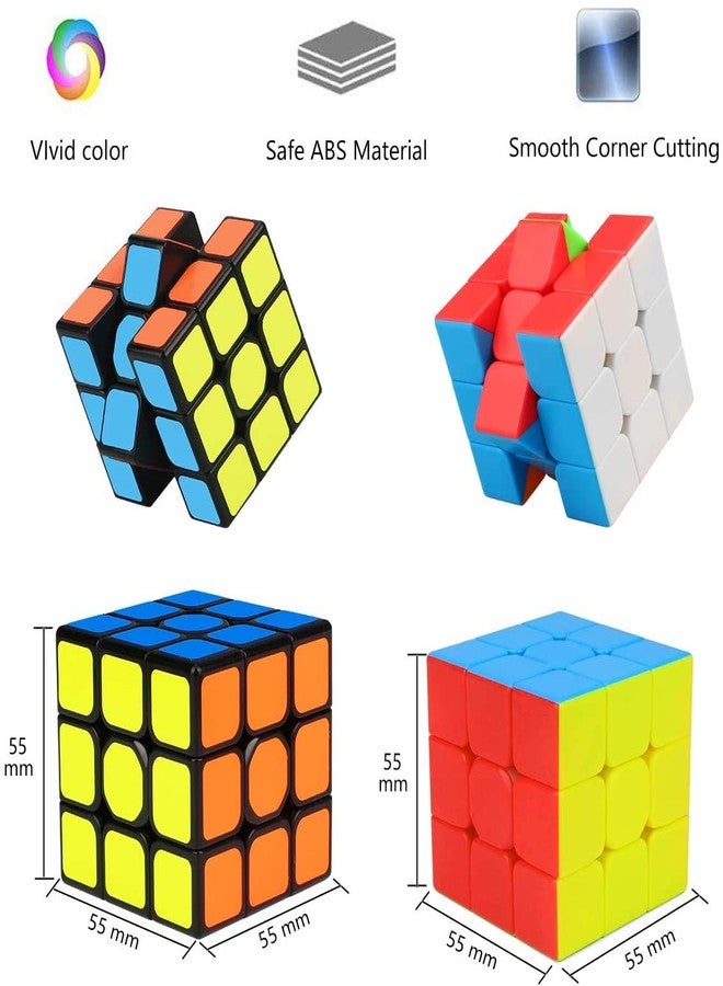 Authfort Magic Cube Bundle 3x3x3 Cube Sticker & Stickerless Puzzle Cubes Collection Toy for Kids (2 Pack) (2 Pieces) - Image 2